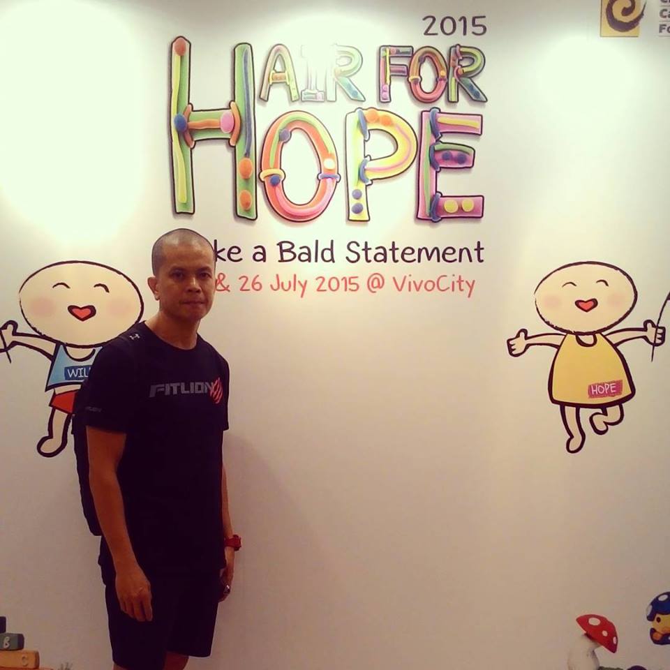 Academy of Sports and Exercise Science: Kelvin Lum shaved for Run for Hope 2016